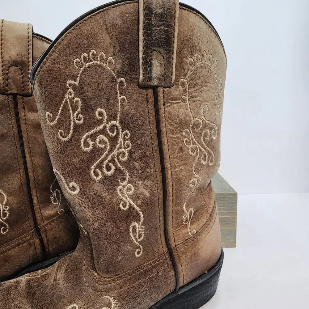 Smoky Mountain Jolene Waxed Distressed Western‎ Boots Girls Size 2R